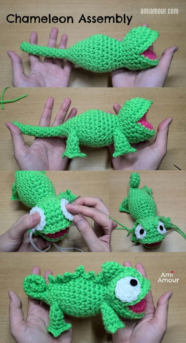 Afwerking gevulde kameleon knuffel