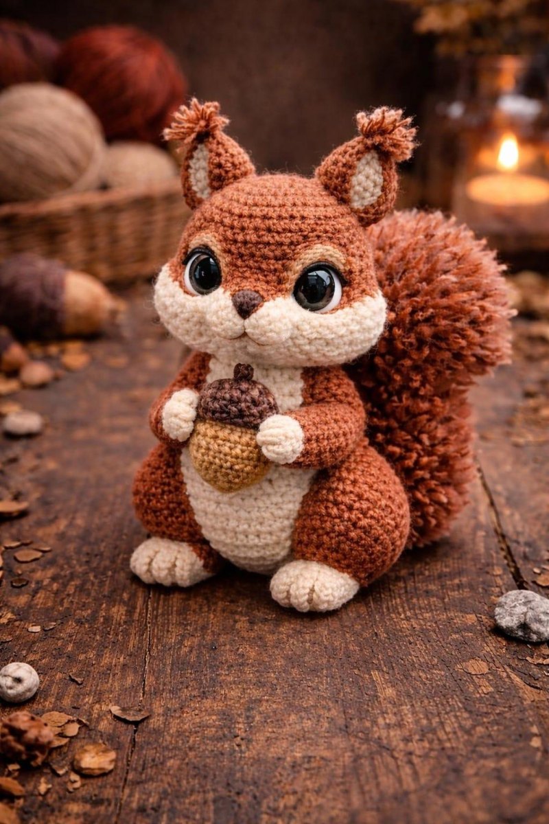 Afgewerkte eekhoorn amigurumi knuffel