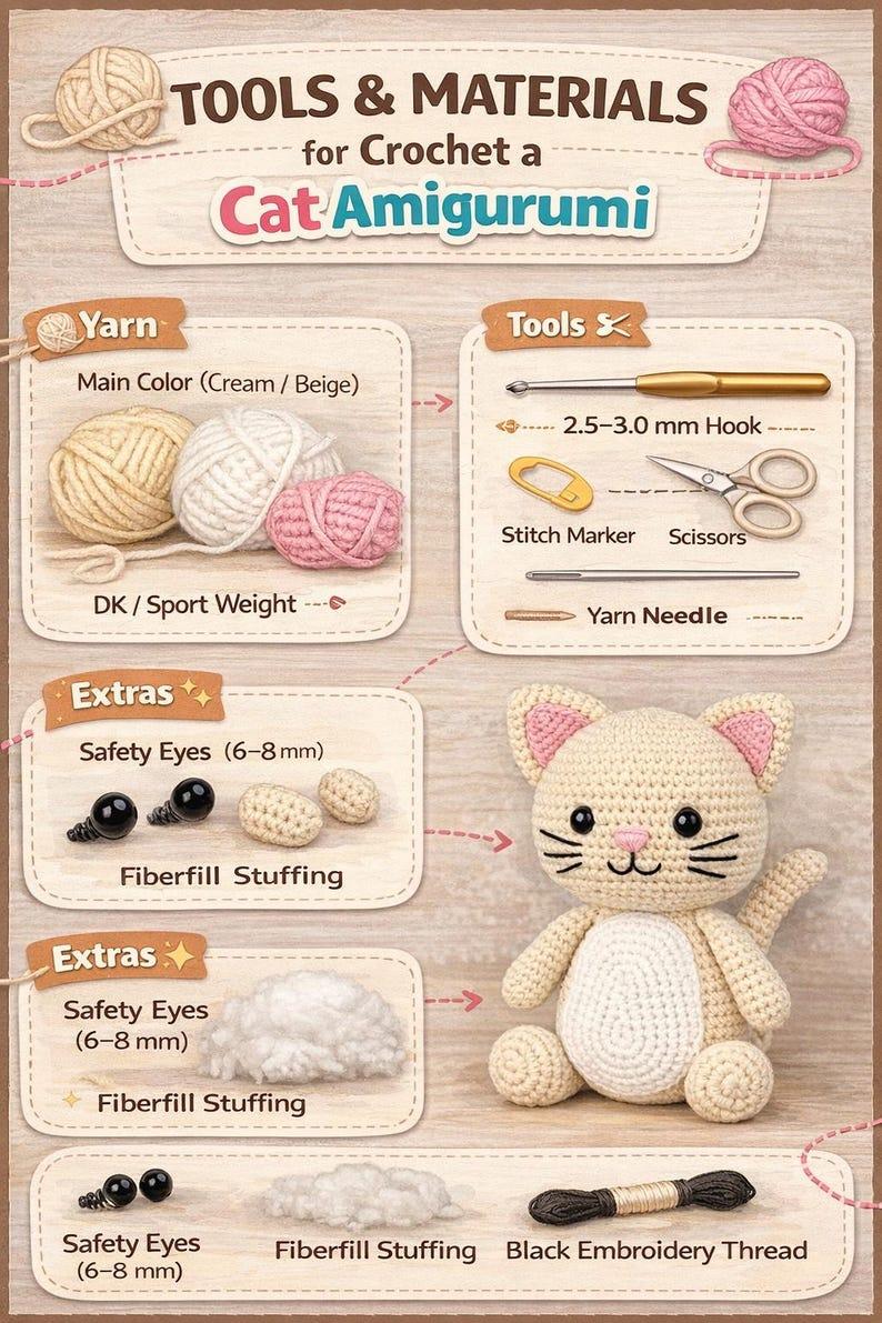 Amigurumi kat zonder naaien maken stap voor stap