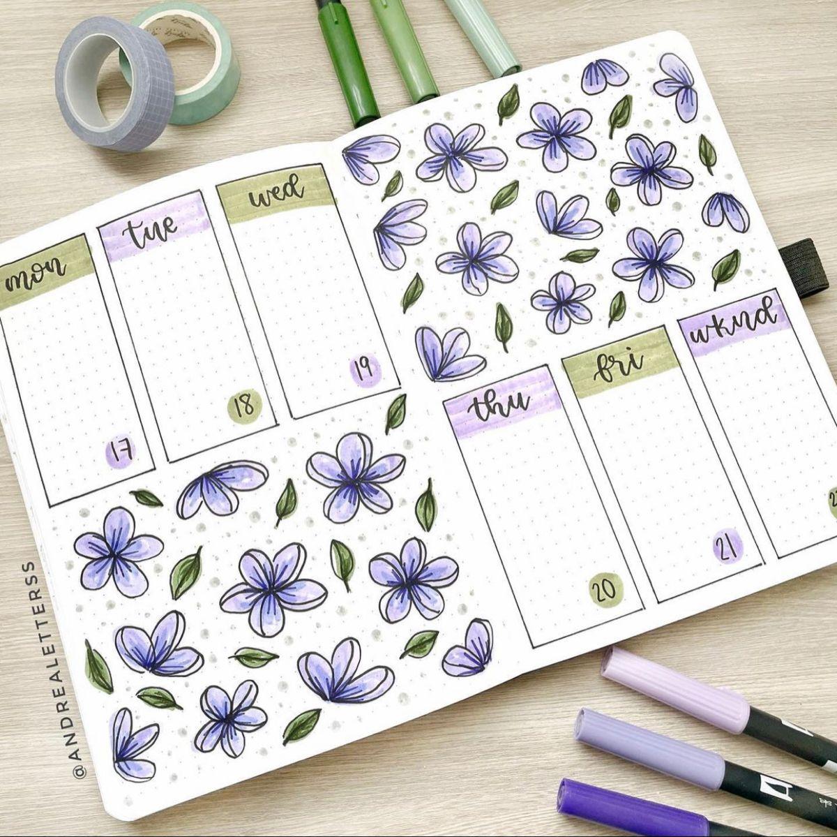 Complete bloemen bullet journal spread