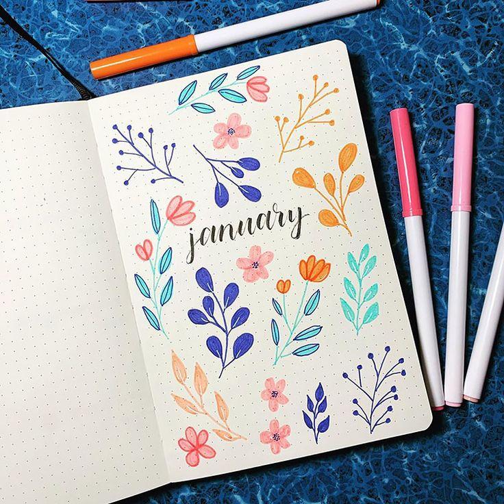 Bloemenletters in bullet journal