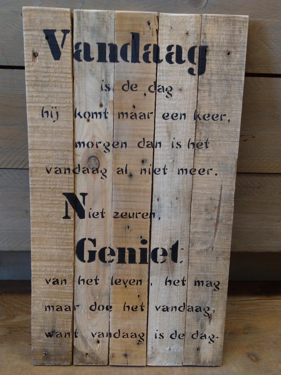 Pallet met persoonlijke tekst decoratie