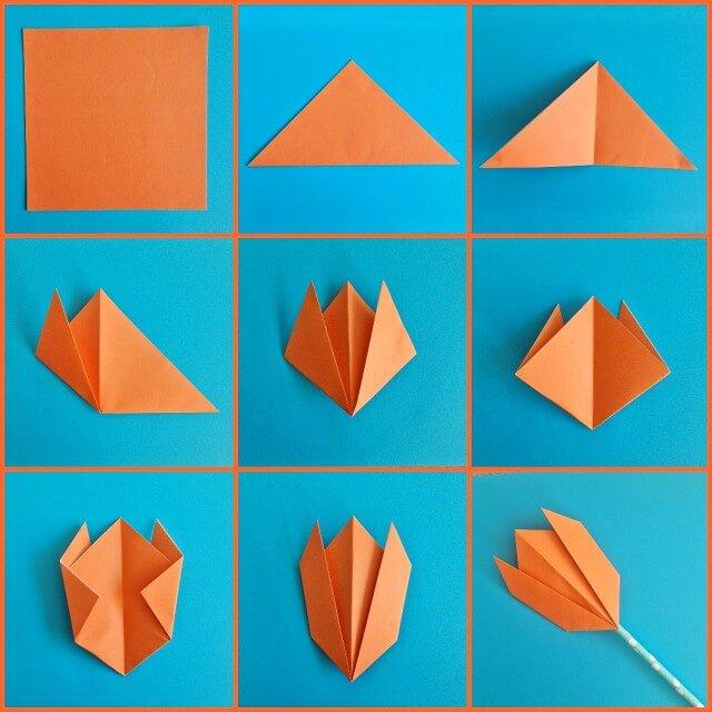 Basisvouw origami tulp