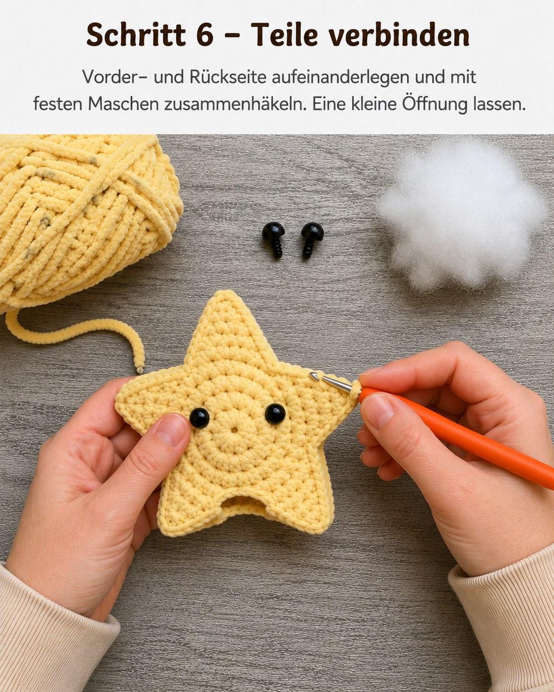 Ster amigurumi vullen en sluiten