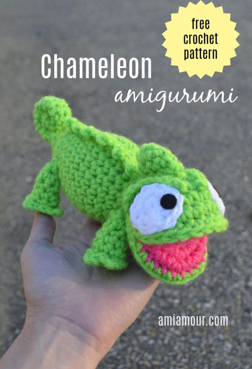 Beginnerspatroon gehaakte kameleon