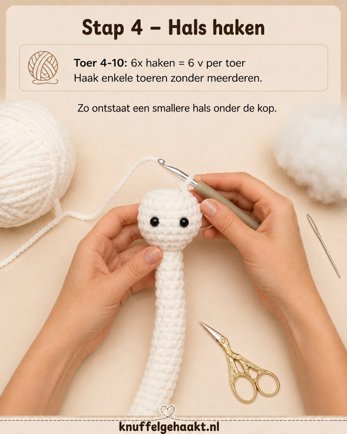Smalle hals haken zonder meerderen voor de gehaakte slang amigurumi