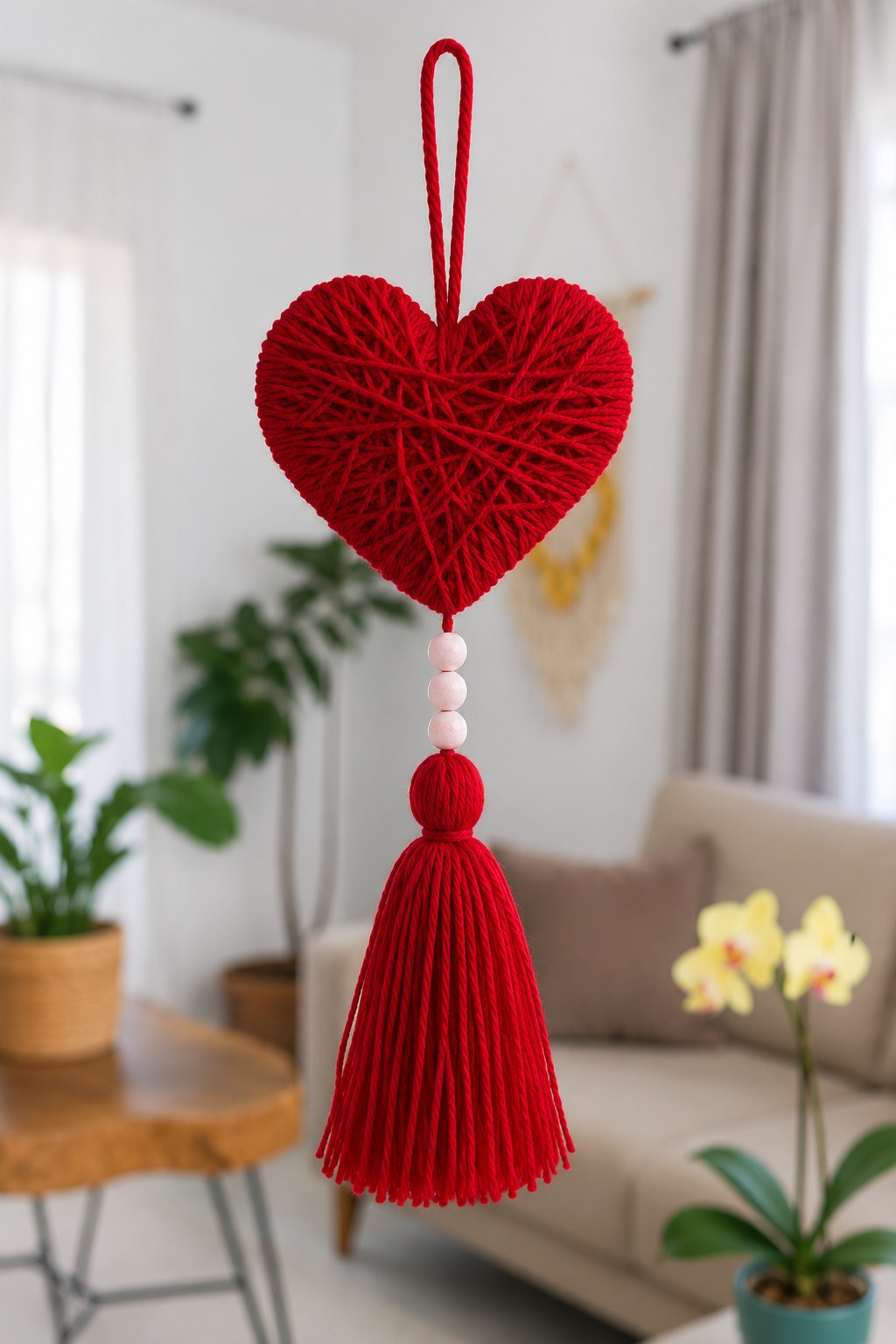 Hart Van Wol Met Kwastje Maken - Diy Hanger Zonder Haaknaald