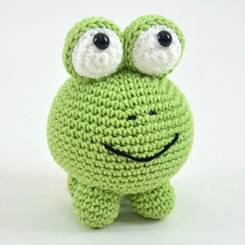 Afgewerkte gepersonaliseerde kikker amigurumi