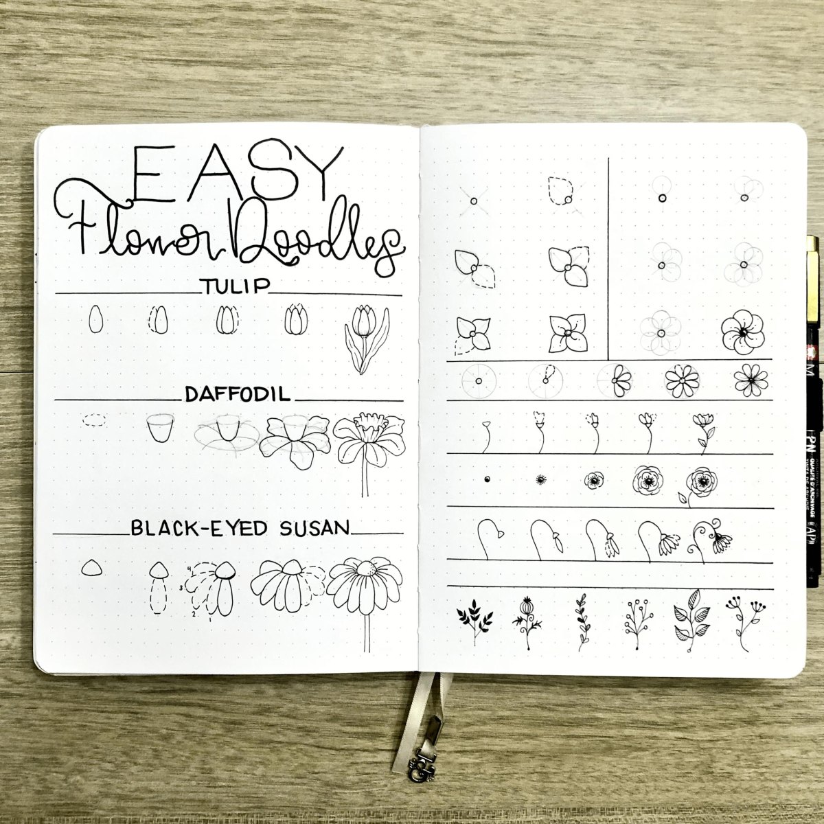 Lente bloemen doodles spread