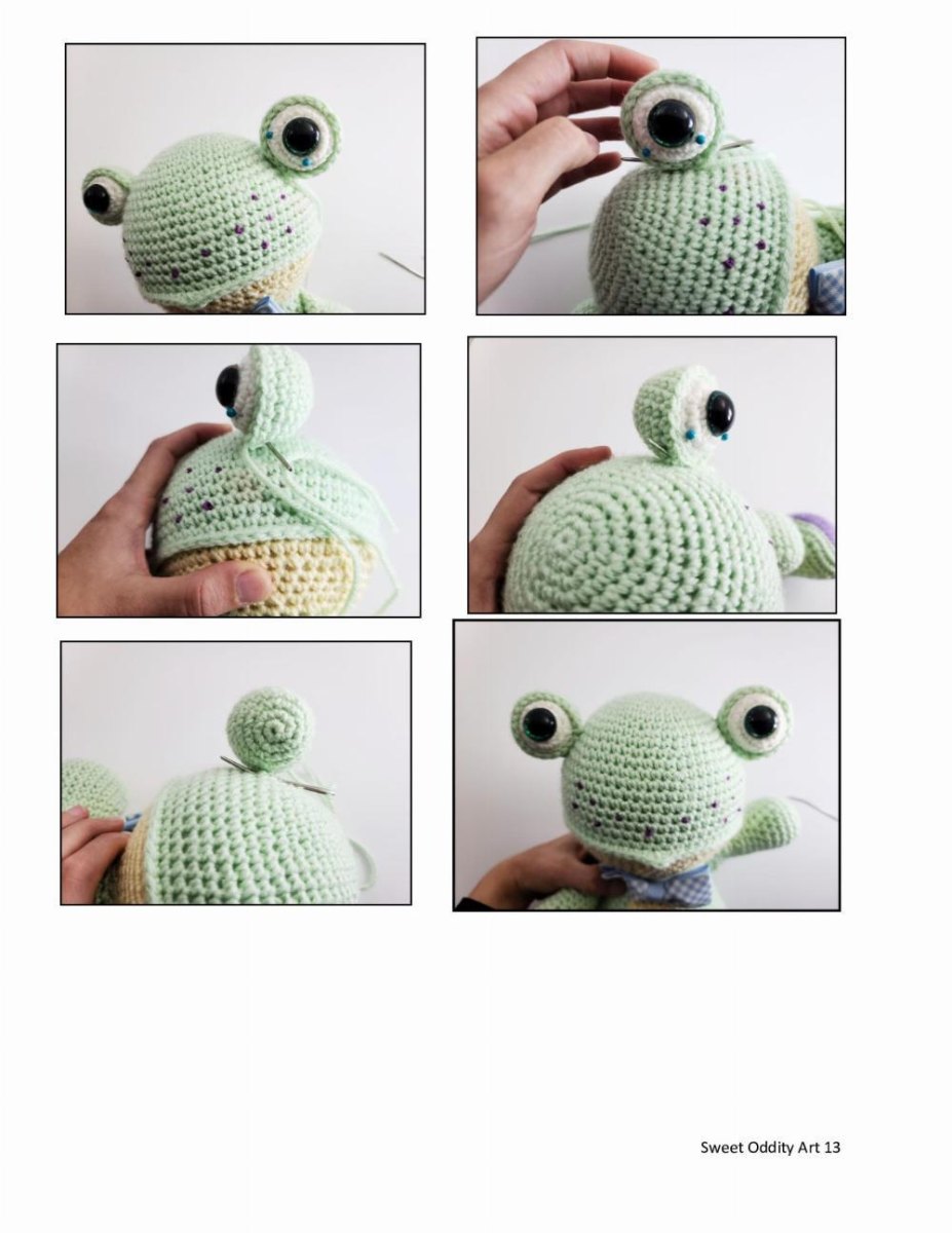 Kikker amigurumi gezicht met oogdetails