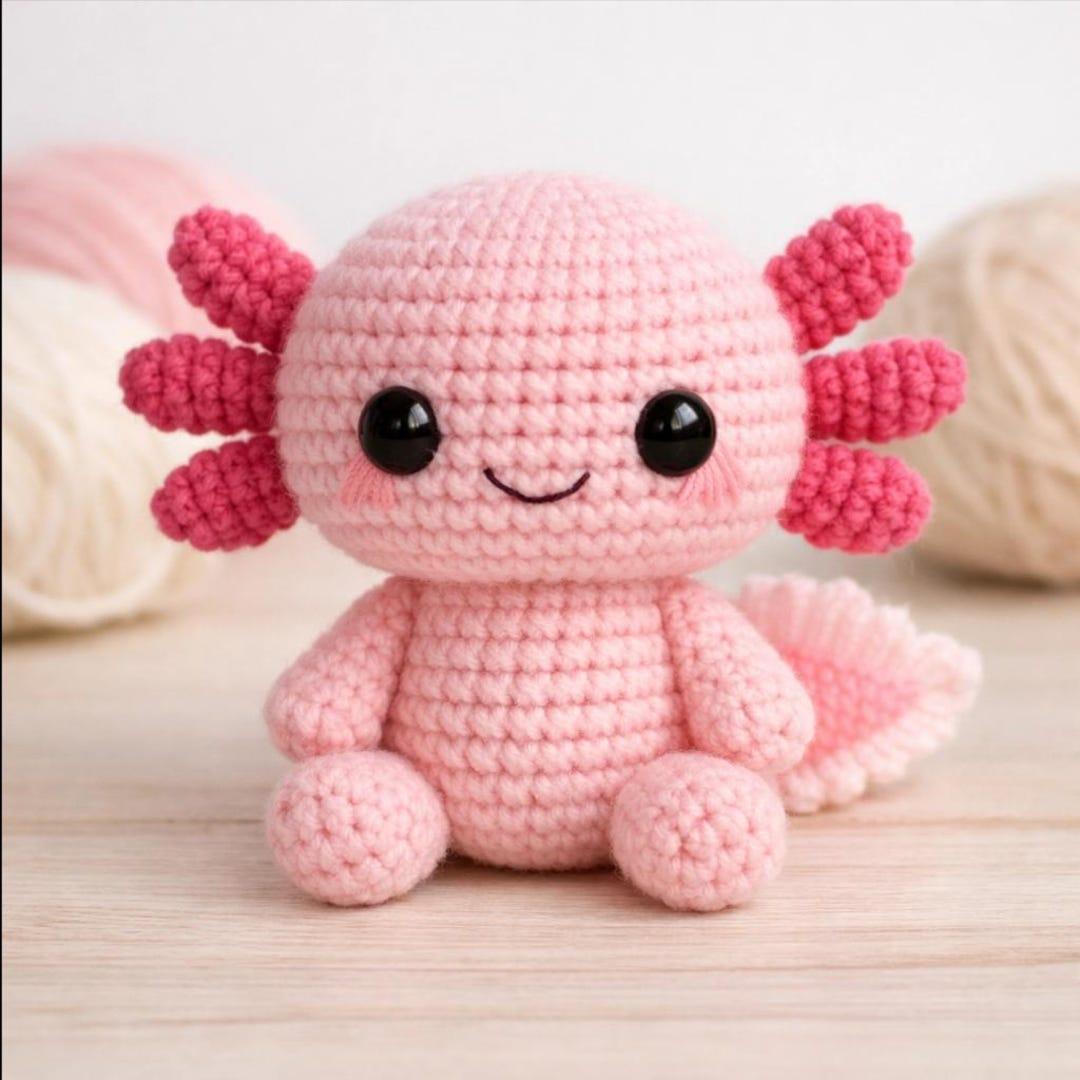 Gehaakt axolotl gezicht met oogjes