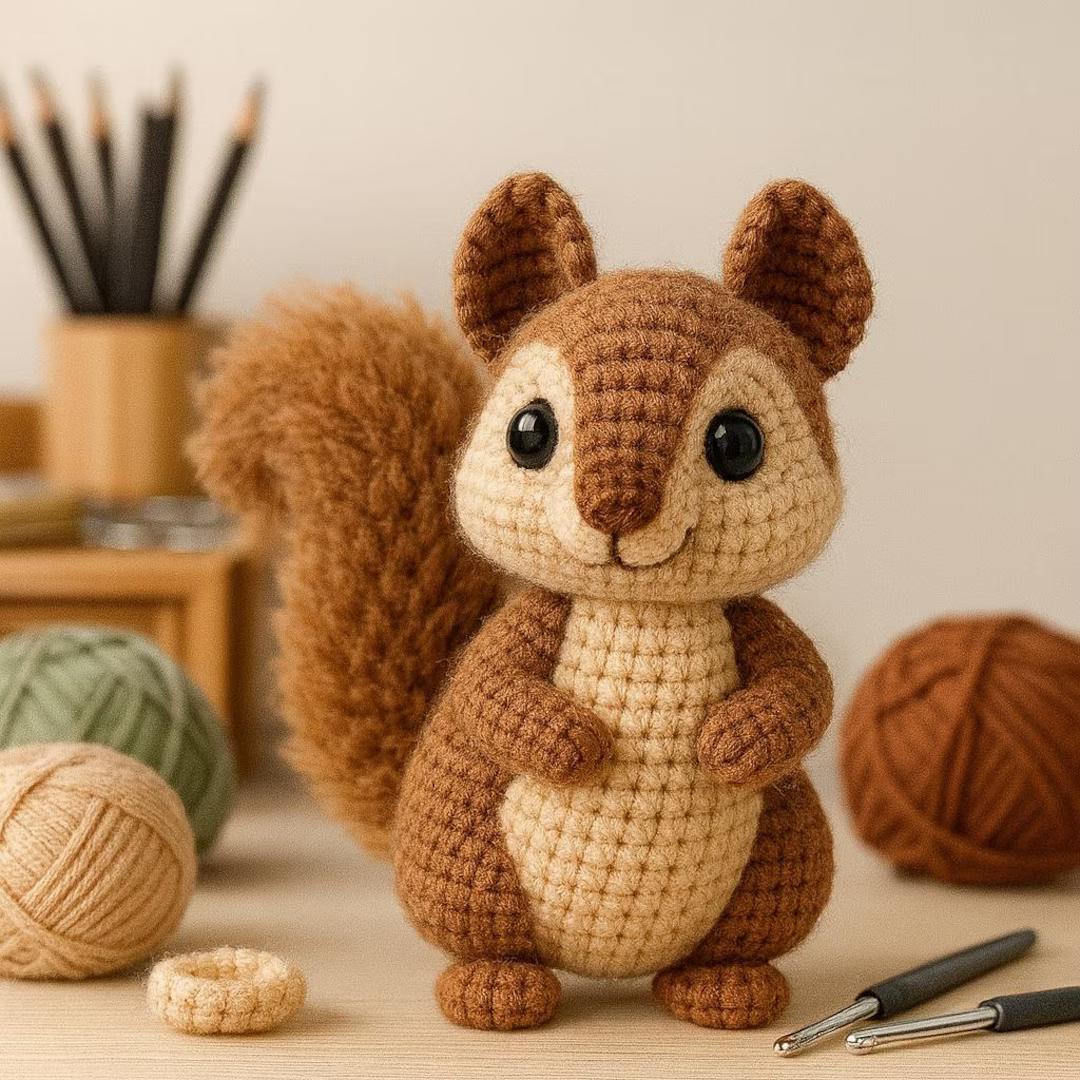 Gezicht details eekhoorn amigurumi