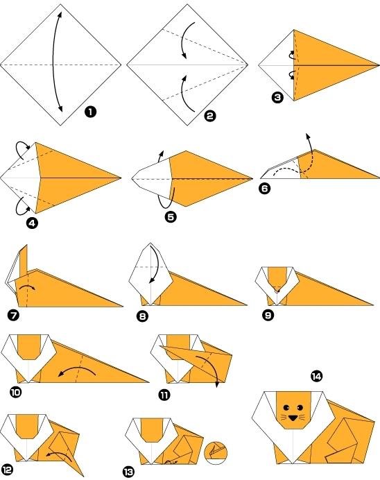 Origami leeuw creatieve vouwen