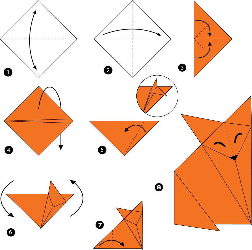 Origami vos gekleurd papier