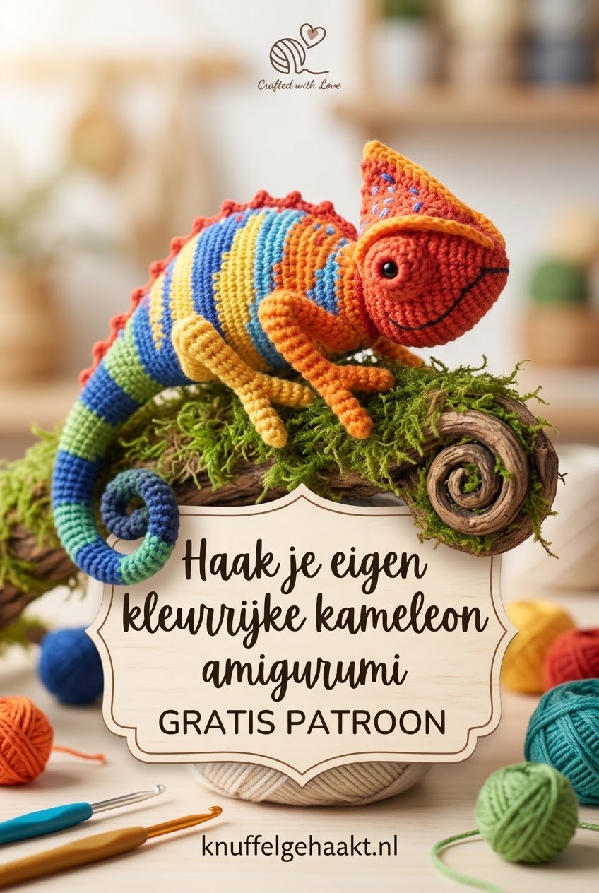 Haak je eigen kleurrijke kameleon amigurumi gratis patroon