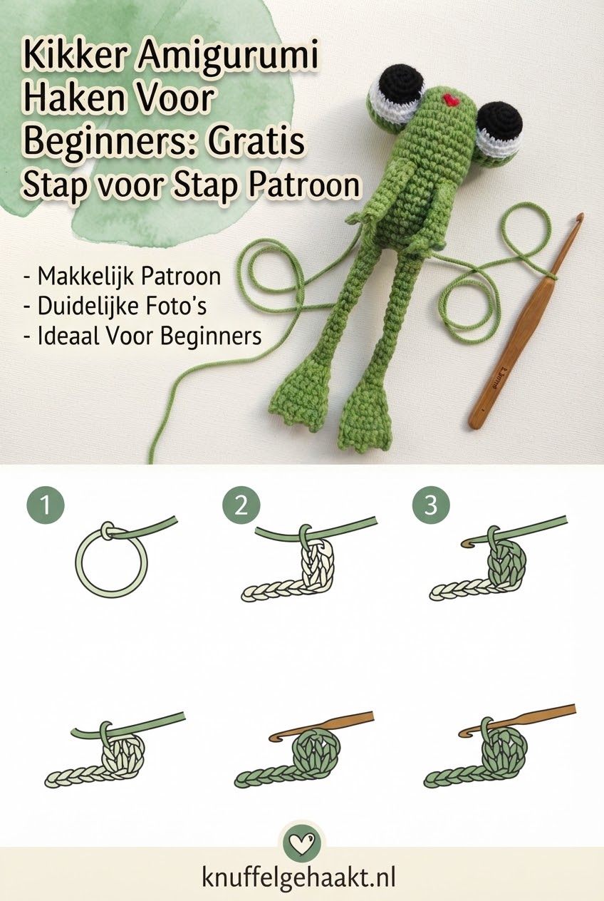 Kikker Amigurumi Haken Voor Beginners: Gratis Stap voor Stap Patroon
