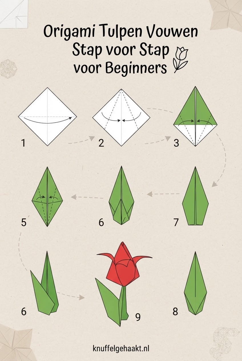 Origami Tulpen Vouwen Stap voor Stap voor Beginners