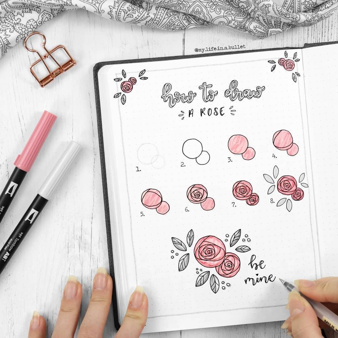 Rozen doodles met fijne lijnen