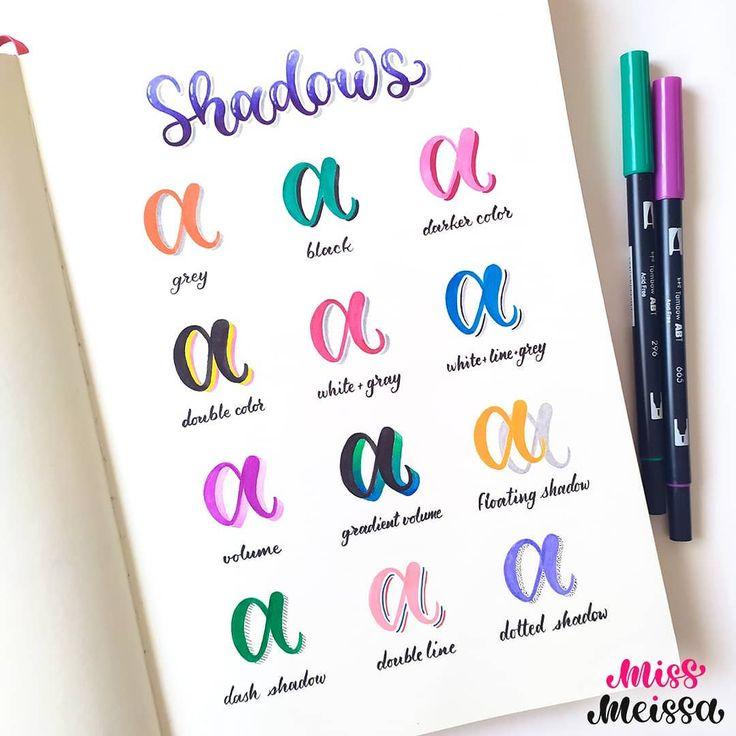 Handlettering letters met schaduw