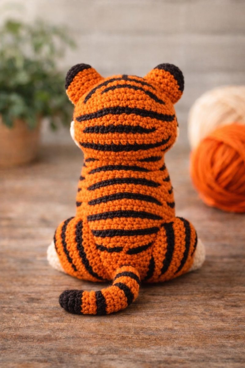 Tijgerstrepen borduren op amigurumi