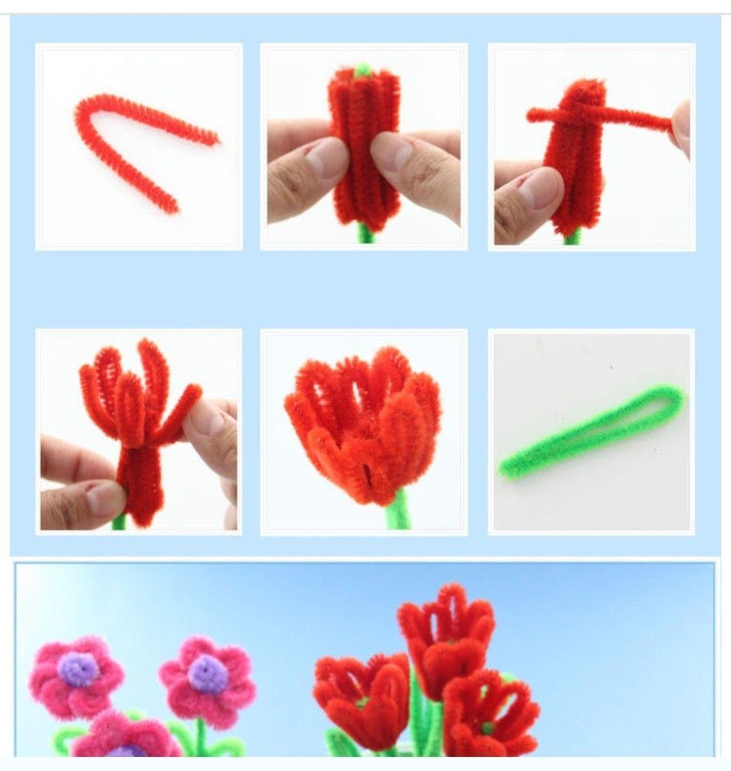 Kleurrijke tulpen van pijpenragers maken