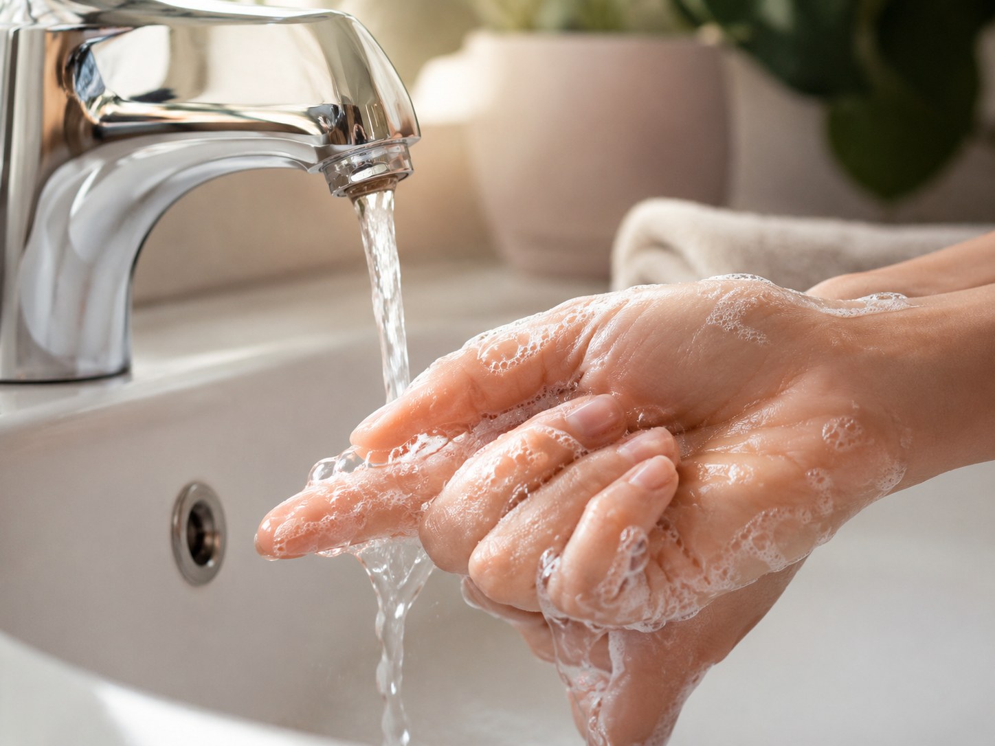 Handen worden gewassen na het knutselen