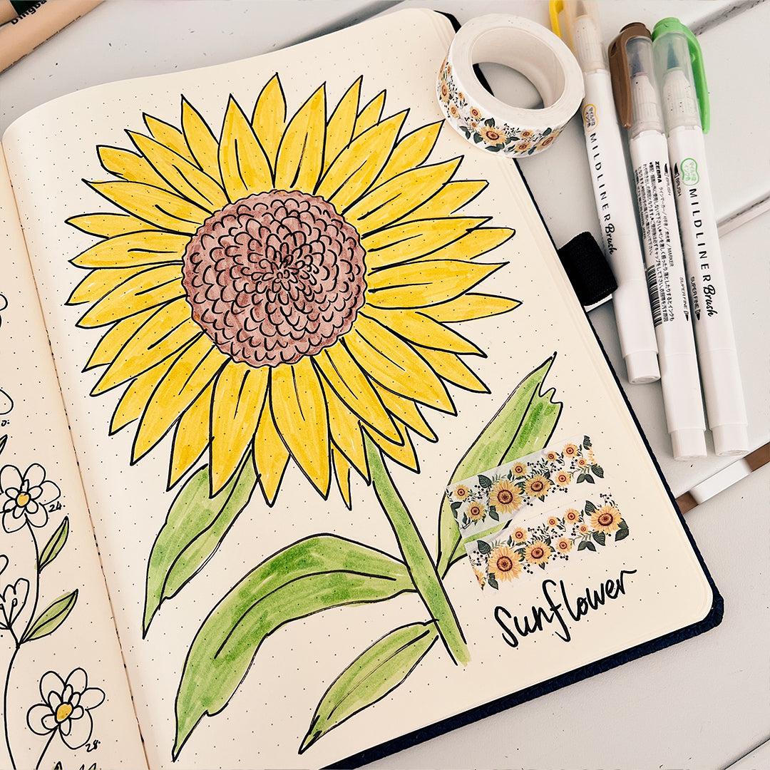 Zonnebloem doodle met details
